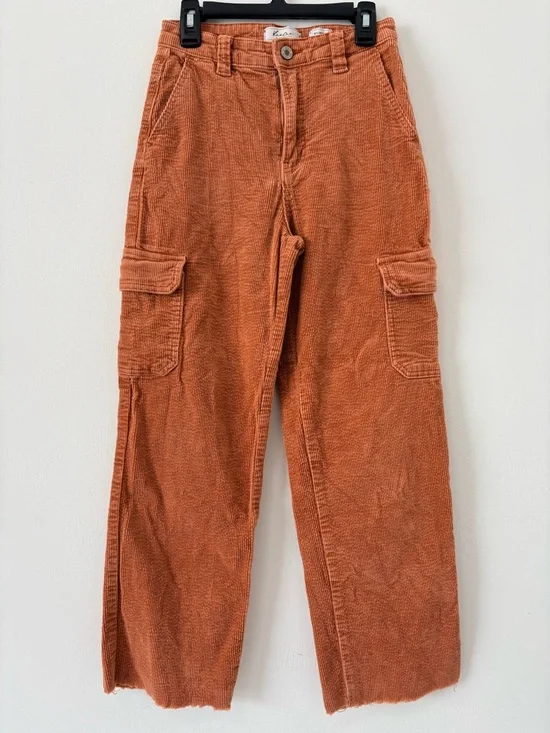 KanCan Retail $90 90s Cropped Wide Leg Corduroy Cargo Pants Sz 24 Sherry - Picture 4 of 14